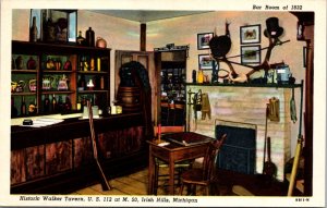 Postcard Bar Room of 1832 Historic Walker Tavern US 112 in Irish Hills, Michigan