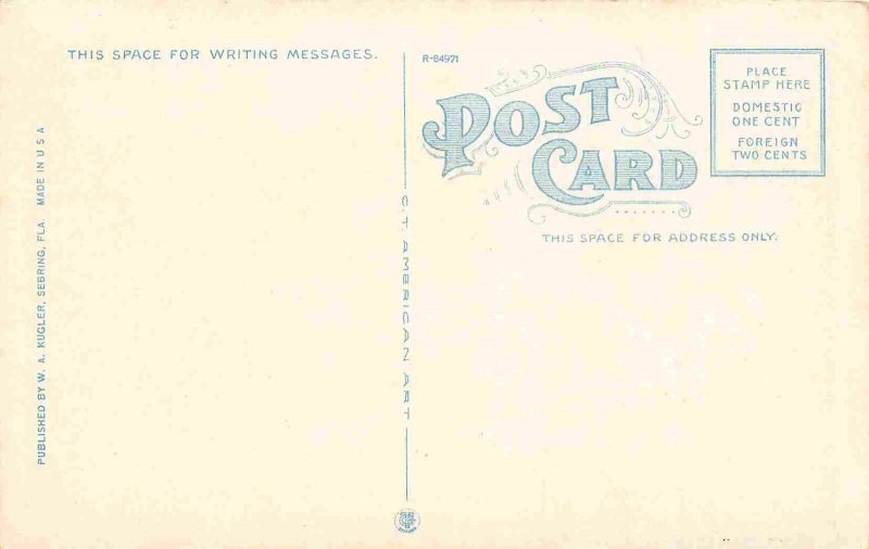 George Sebring Home Sebring Florida 1920s postcard