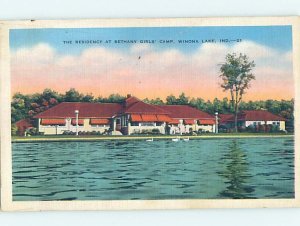 Pre-Chrome CAMPGROUND SCENE Winona Lake - Wayne Indiana IN AH5676