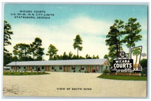 c1940's Wicaba Courts Exterior Roadside Statesboro Georgia GA Unposted Postcard