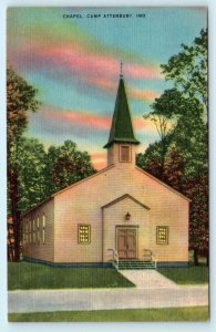 CAMP ATTERBURY, Indiana IN ~ CHAPEL c1940s WWII Era Military Postcard