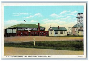 North Platte Nebraska NE Postcard US Airplane Landing Field And Hanger c1930's