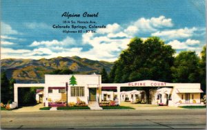 Linen Postcard Alpine Court 1814 So Nevada Ave Colorado Springs Highways 85 & 87