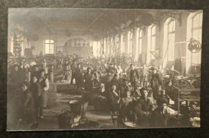 Mint Vintage Young Men Working in Factory Machinery Real Photo Postcard RPPC