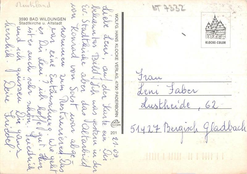 BT7332 Bad Wildungen stadtkirche u altstadt    Germany