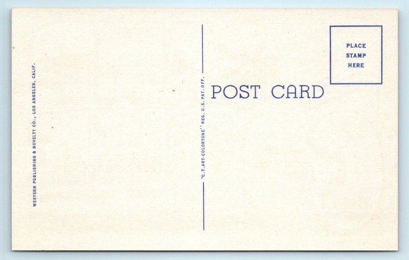 CAMP COOKE, CA ~ LARGE LETTER LINEN  c1940s Santa Barbara County Postcard