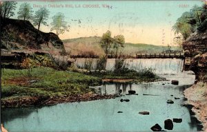 Dam at Ohler's Mill, La Crosse, WI c1909 Vintage Postcard P54