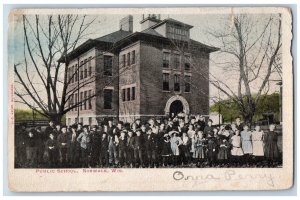 Norwalk Wisconsin Postcard Public School Exterior Building 1906 Vintage Antique