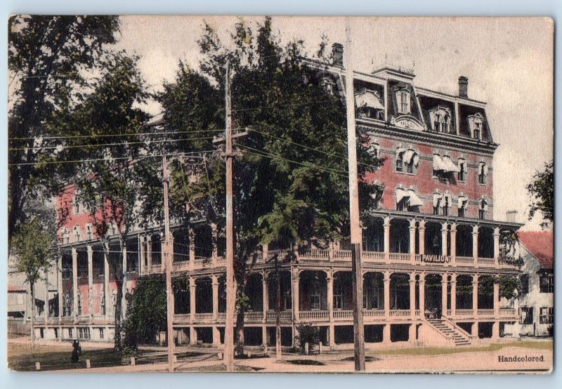 Montpelier Vermont VT Postcard Pavilion Hotel Building Exterior Roadside 1909