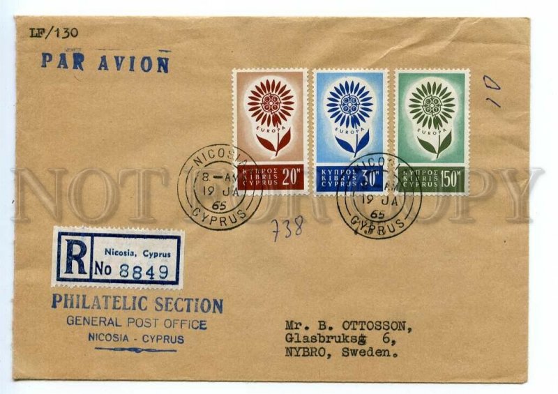 495496 Cyprus 1965 year Europe CEPT real posted registered cover