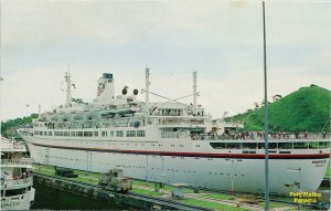 MV 'Rhapsody' Tourist Ship Panama Canal Unused Postcard G20