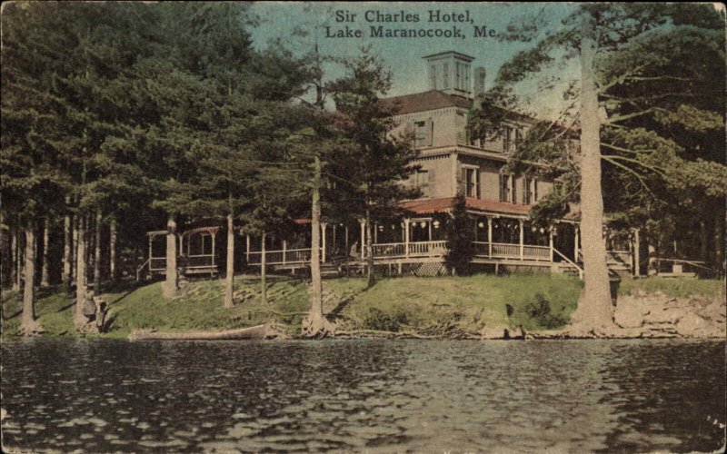 Lake Maranacook ME Sir Charles Hotel c1910 Postcard