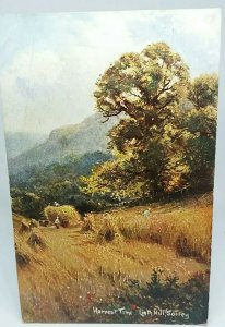 Vintage Art  Postcard Harvest Time Lieth Hill Surrey Posted 1905