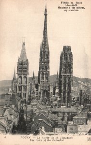 Vintage Postcard The Spire Of The Cathedral Roman Catholic Church Rouen France