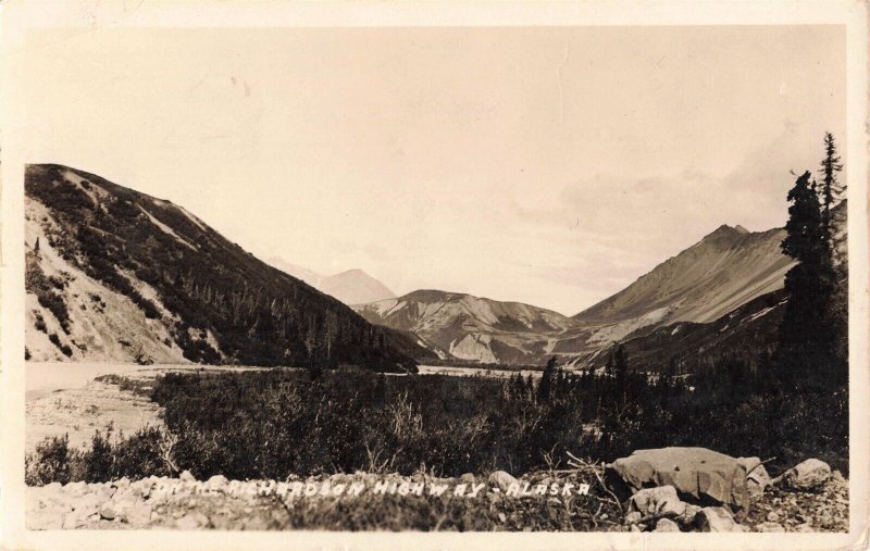 1936 RPPC The Richardson Highway Alaska Real Photo Postcard 2R4-154 