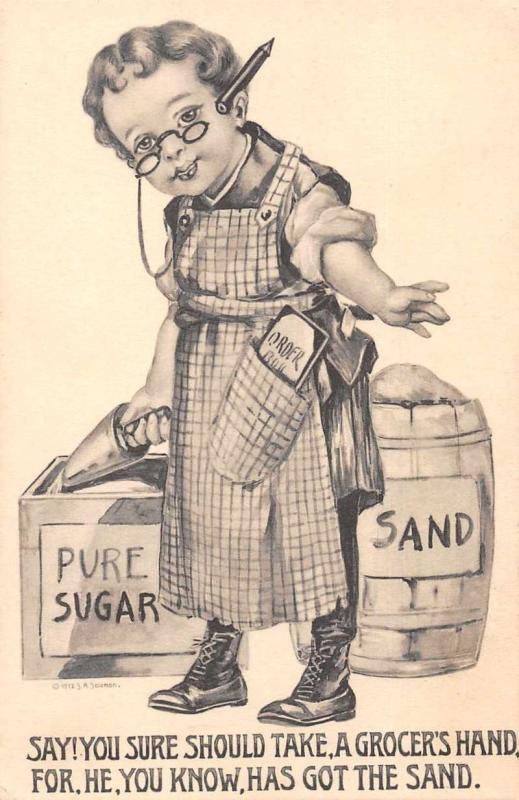 Greetings Grocer Sugar Sand Grocery Store Antique Postcard J75994