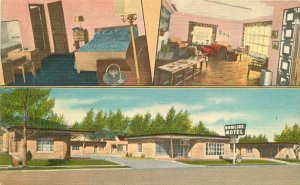 Wyoming Rawlins Motel 1940s roadside interior Thomas linen Postcard 22-976