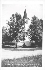 RPPC St. Paul's Lutheran Church SUMNER, IOWA Bremer County '40s Vintage Postcard