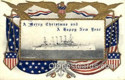 USS Maryland Military Battleship 1907 light wear, postal marking on front, po...