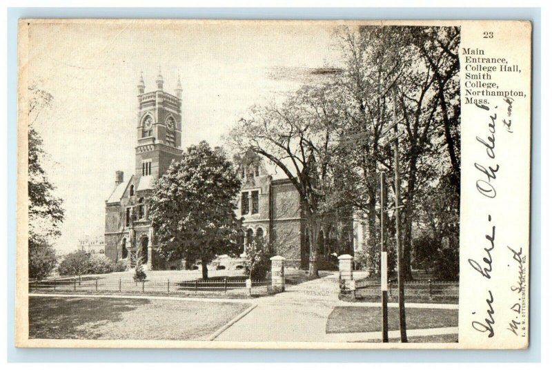 1906 Main Entrance Smith College Hall Northampton Massachusetts MA Postcard 