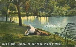 Postcard Colorado Pueblo Lake Clara Mineral Palace Park Hyde Paper 22-14458