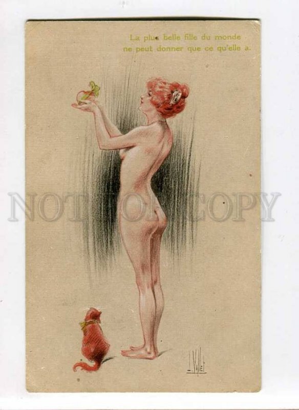 3078525 Woman BELLE & PUSSY CAT by VALLET vintage color PC