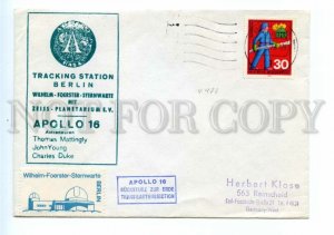 494687 GERMANY 1972 Apollo 16 tracking station Berlin cancellation SPACE COVER