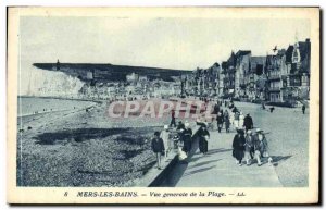 Old Postcard Mers les Bains General View of the Beach