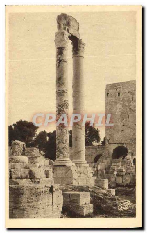 Postcard Ancient Arles Theater Antique Corinthian Columns Tower and Roland