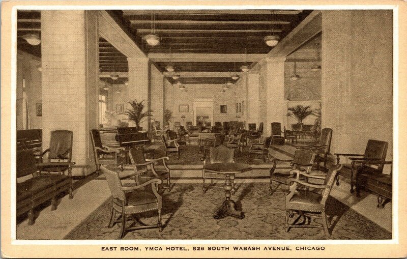 East Room YMCA Hotel Chicago IL Illinois VTG Postcard UNP EC Kropp Unused