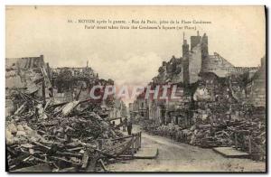 Old Postcard Army Noyon Street after the War of Paris taken from Place Cordouen