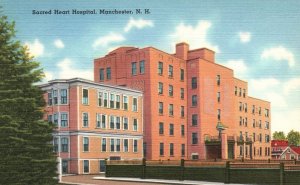Vintage Postcard 1930's Sacred Heart Hospital Building Manchester New Hampshire