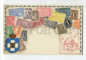 3143922 ADVERTISING PHILATELY Coat of arms Map of GREECE OLD PC