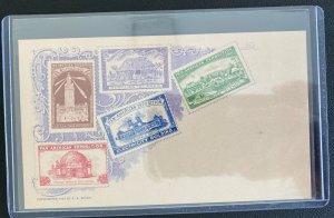 Rare Ten Pan American Exposition Stamp On Stamp Postcards Complete Set Mint