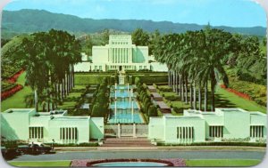 Postcard Hawaii Oahu Laie LDS Mormon Temple