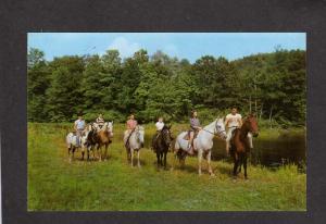 NY Camp Chic A Lac Trail Horseback Riding Horses Youngsville New York Postcard