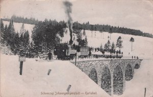 Schneezug Johanngeorgenstadt Karlsbad German Train Old Postcard