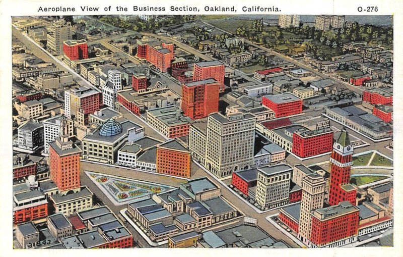 Oakland, CA California  BUSINESS AREA~DOWNTOWN  Aerial~Bird's Eye View  Postcard