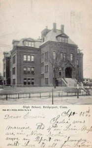High School, Bridgeport, Connecticut, Very Early postcard, Used in 1906