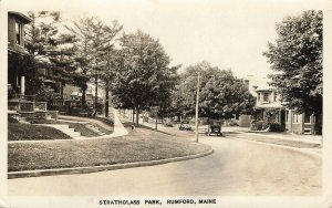 Rumford ME Strathglass Park Old Cars Real Photo Postcard