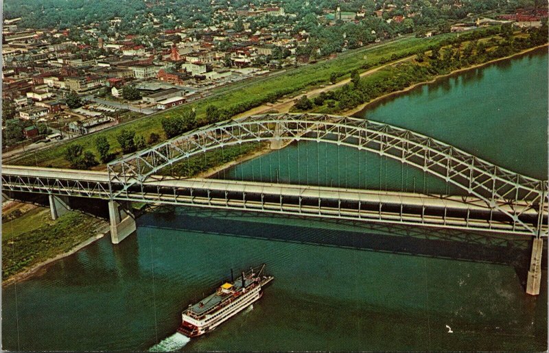 Louisville KY Kentucky Belle Sherman Minton Bridge Ohio River VTG Postcard UNP 