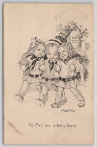 Walter Darr US Men Are Certainly Devils Children Sketch Style Postcard T25