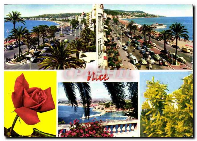 Modern Postcard The French Riviera Nice's Promenade des Anglais and Mont Boro...