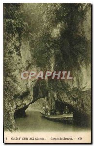 Postcard Old Gresy sur Aix Savoie Gorges Boat Sierroz