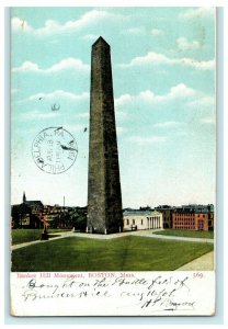 1906 Bunker Hill Monument Boston Massachusetts MA Posted Antique Postcard 