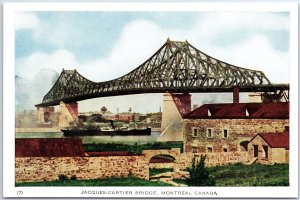 VINTAGE POSTCARD VIEW OF THE JACQUESCARTIER BRIDGE AT MONTREAL CANADA 1920s