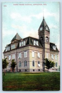 Appleton Wisconsin WI Postcard Third Ward School Exterior Building c1910 Vintage