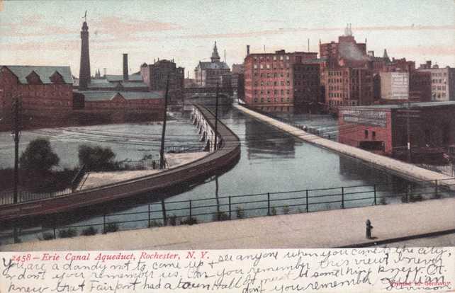 Erie Canal Aqueduct crossing Genesee River Rochester NY New York - pm 1908 - UDB