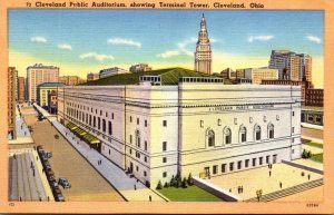 Ohio Cleveland Public Auditorium Showing Terminal Tower