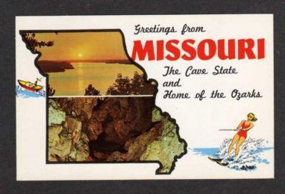 MO Greetings from MISSOURI  State Map Ozarks Postcard